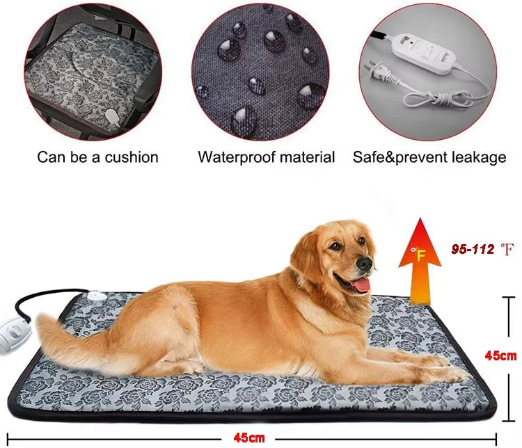 Buddypet Electric Heated Mat Pet Temperature Adjustable and Waterproof