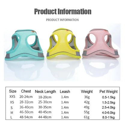 Buddypet Cat Dog Harness Vest Chest Rope Set