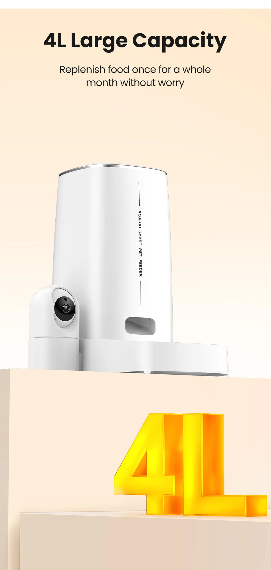 4L Automatic Cat Feeder With 360°Rotating Camera