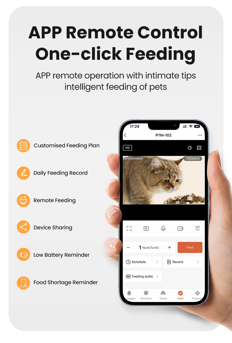 4L Automatic Cat Feeder With 360°Rotating Camera