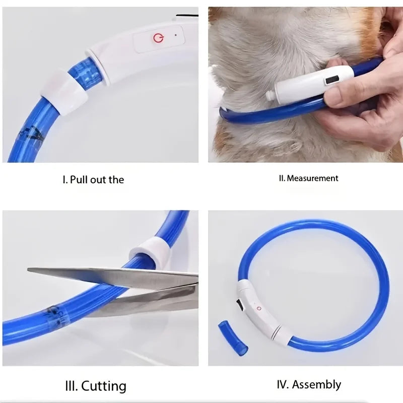 #Pet Dog LED Light Collar Luminous Anti-Lost Dog Collar USB Rechargeable Dog Necklace Collar