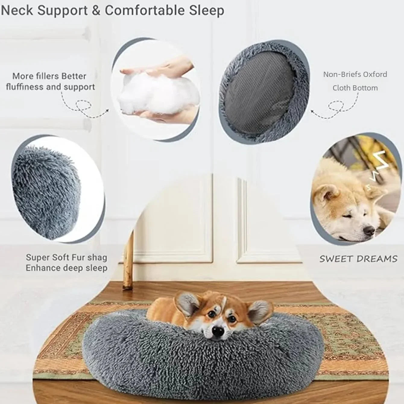 Buddypet Round Pet Bed for Large Dog