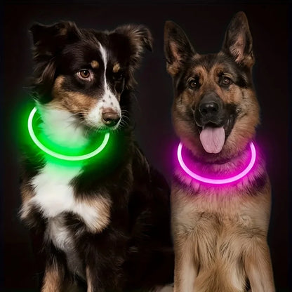 #Pet Dog LED Light Collar Luminous Anti-Lost Dog Collar USB Rechargeable Dog Necklace Collar
