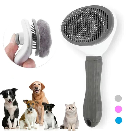 #Pet Dog Brush Cat Comb Self Cleaning Pet Hair Remover Brush For Dogs Cats Grooming Tools Pets Dematting Comb Dogs Accessories