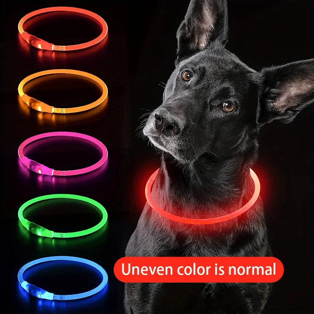 #Pet Dog LED Light Collar Luminous Anti-Lost Dog Collar USB Rechargeable Dog Necklace Collar