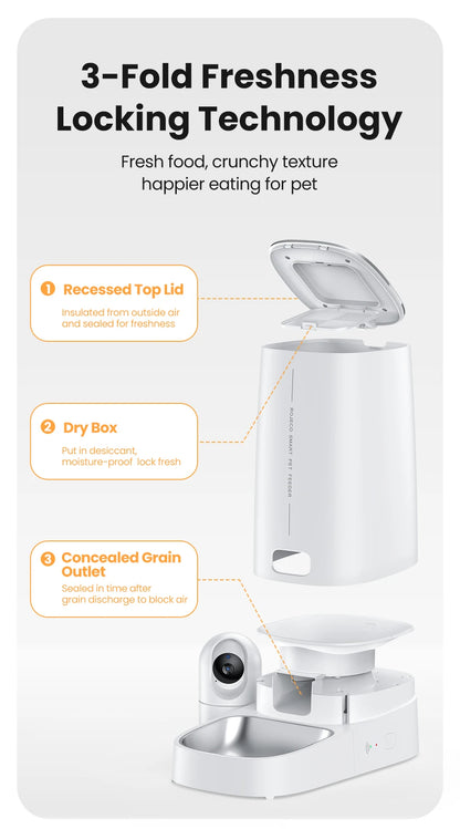 4L Automatic Cat Feeder With 360°Rotating Camera