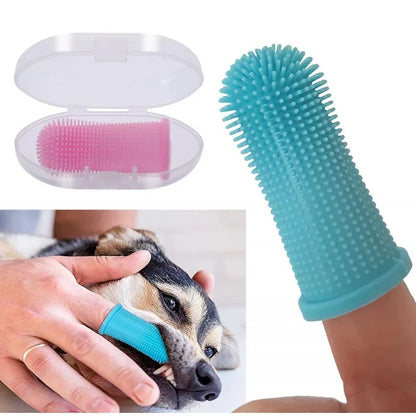 #Dog Super Soft  pet Finger Toothbrush Teeth Cleaning Breath Care Nontoxic Silicone Tooth Brush Cat dog toothbrush pet products