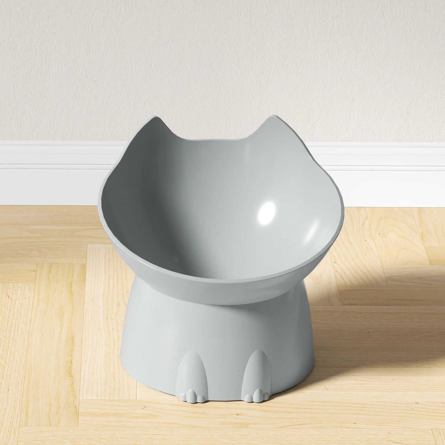 #1pc WhiskerWare Elevated Cat Bowl, Anti-Tip Plastic Raised Pet Feeding Dish with Tilted Edge, Neck Protection Kitty Food