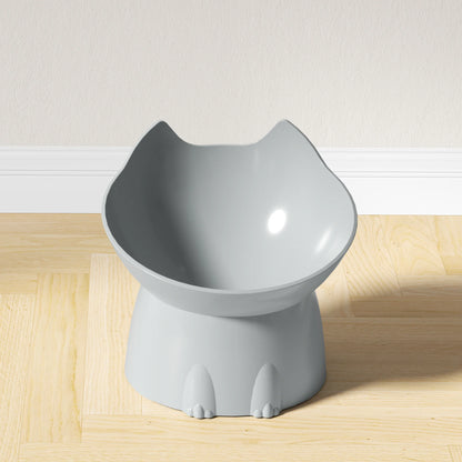 #1pc WhiskerWare Elevated Cat Bowl, Anti-Tip Plastic Raised Pet Feeding Dish with Tilted Edge, Neck Protection Kitty Food