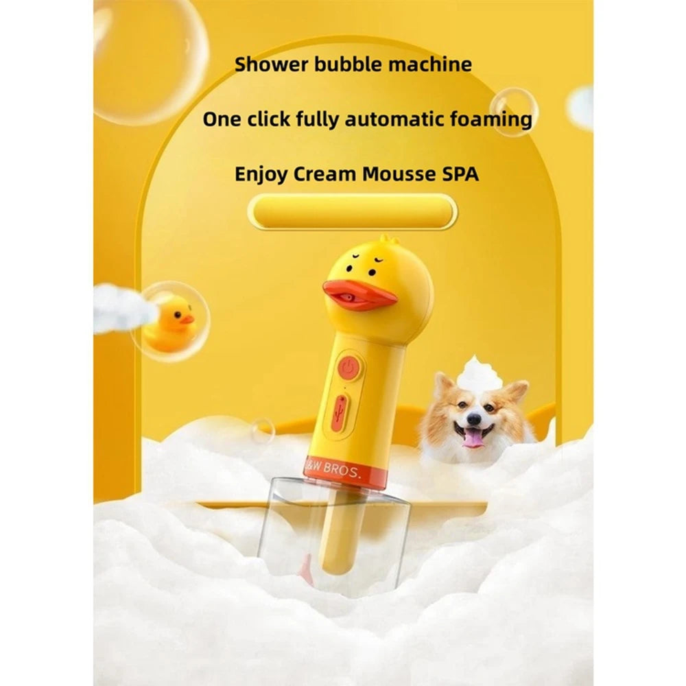 #Yellow Duck Pet Cleaning Bathing Electric Foam Machine Usb Charging Automatic Soap Dispenser Foam Machine Pet Accessories