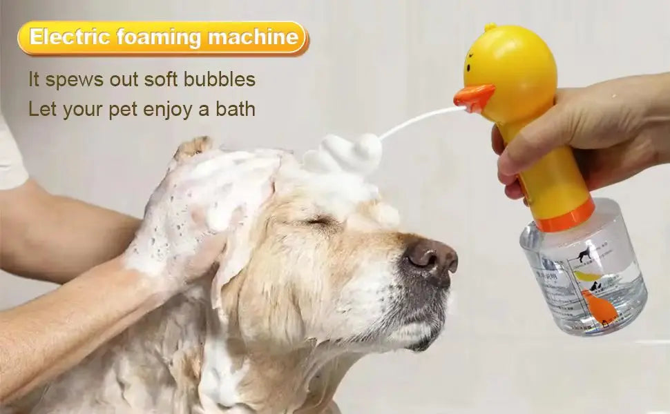 #Yellow Duck Pet Cleaning Bathing Electric Foam Machine Usb Charging Automatic Soap Dispenser Foam Machine Pet Accessories
