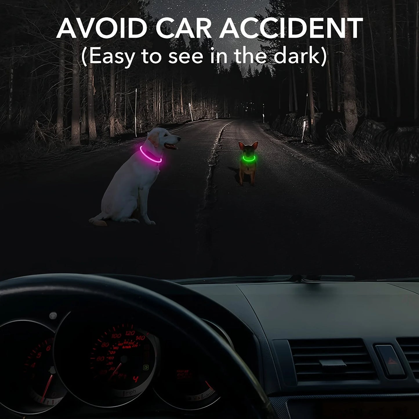 #Pet Dog LED Light Collar Luminous Anti-Lost Dog Collar USB Rechargeable Dog Necklace Collar