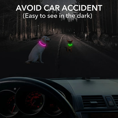 #Pet Dog LED Light Collar Luminous Anti-Lost Dog Collar USB Rechargeable Dog Necklace Collar