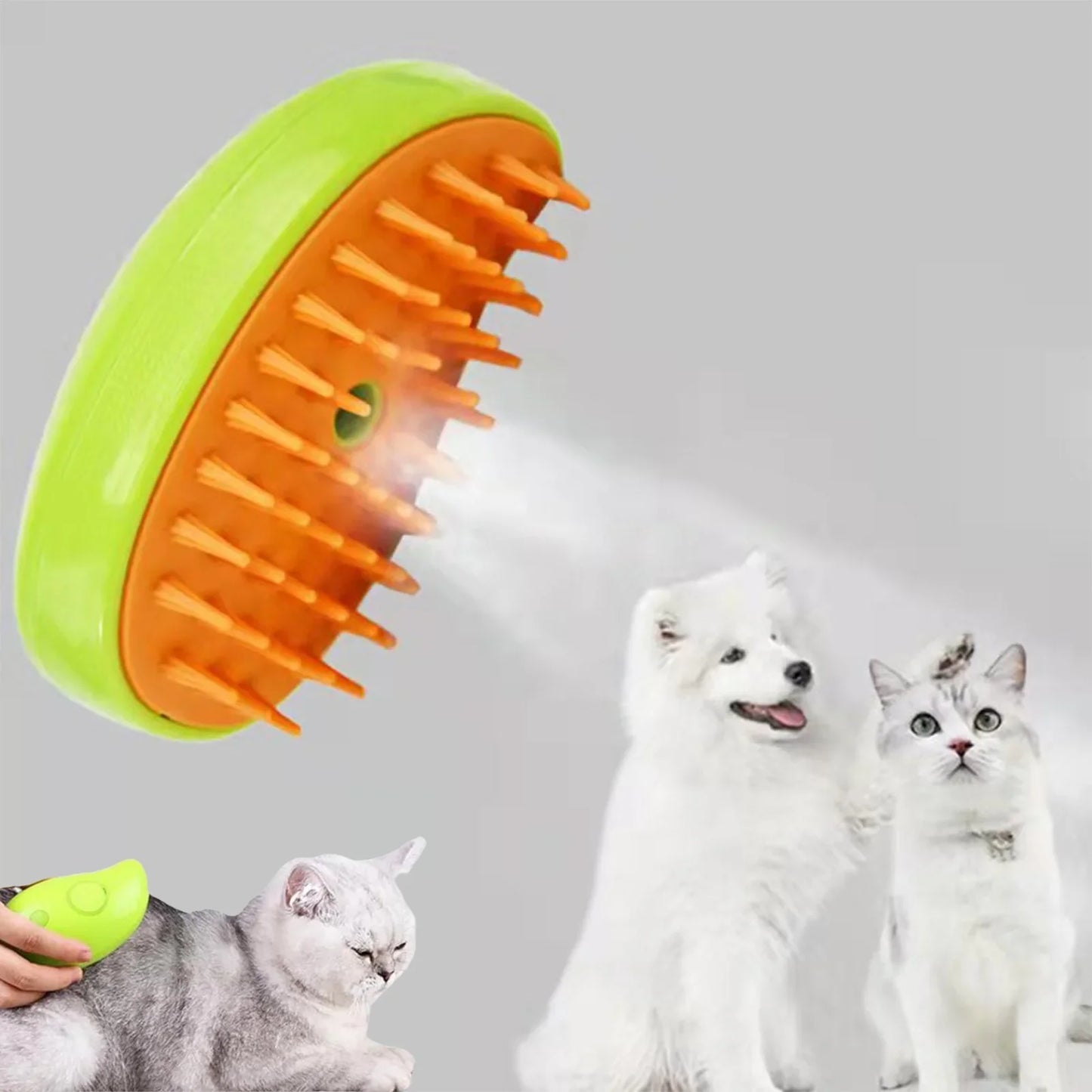 #Steamy Dog Brush Electric Spray Cat Hair Brush 3 In1 Dog Steamer Brush for Massage Pet Grooming Removing Tangled and Loose Hair