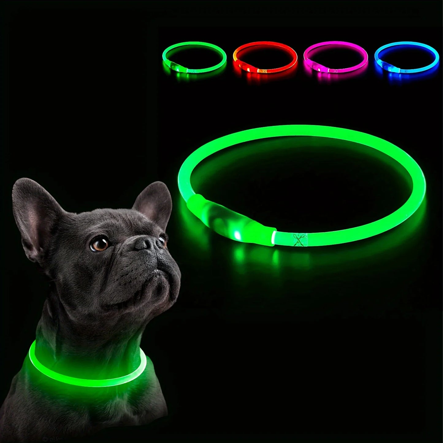 #Pet Dog LED Light Collar Luminous Anti-Lost Dog Collar USB Rechargeable Dog Necklace Collar