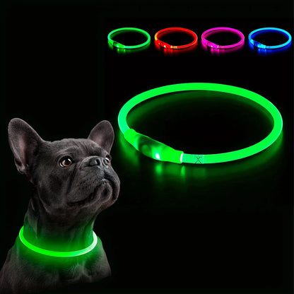 #Pet Dog LED Light Collar Luminous Anti-Lost Dog Collar USB Rechargeable Dog Necklace Collar