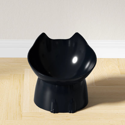 #1pc WhiskerWare Elevated Cat Bowl, Anti-Tip Plastic Raised Pet Feeding Dish with Tilted Edge, Neck Protection Kitty Food
