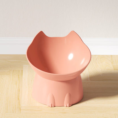 #1pc WhiskerWare Elevated Cat Bowl, Anti-Tip Plastic Raised Pet Feeding Dish with Tilted Edge, Neck Protection Kitty Food