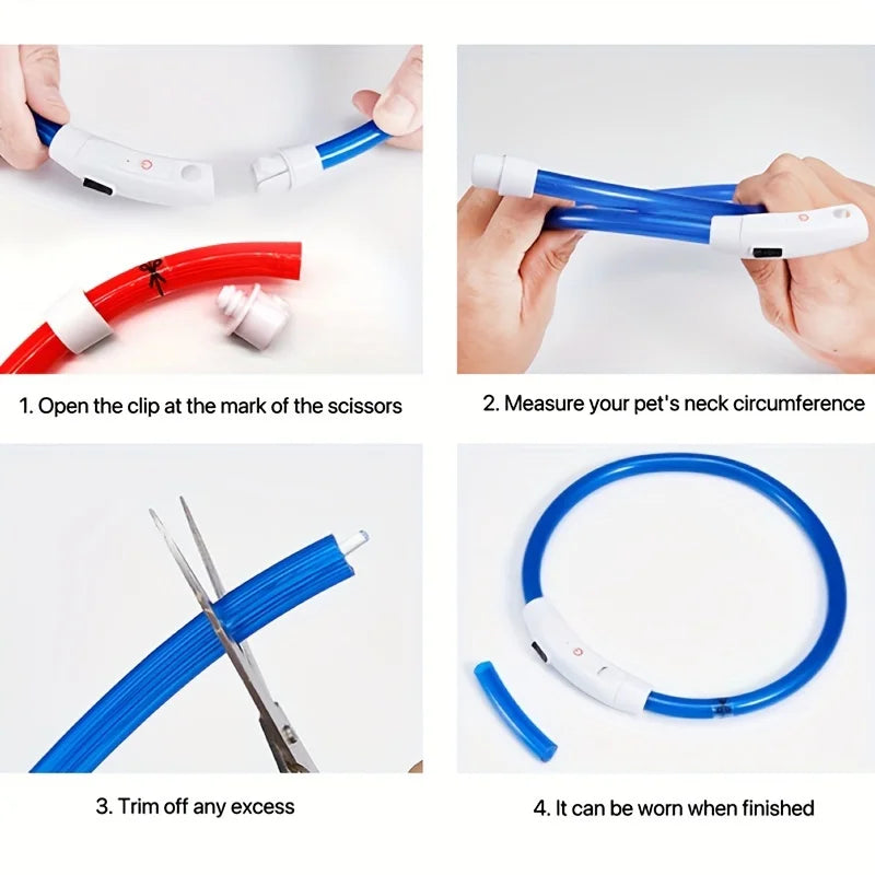 #Pet Dog LED Light Collar Luminous Anti-Lost Dog Collar USB Rechargeable Dog Necklace Collar