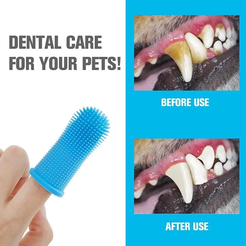 #Dog Super Soft  pet Finger Toothbrush Teeth Cleaning Breath Care Nontoxic Silicone Tooth Brush Cat dog toothbrush pet products
