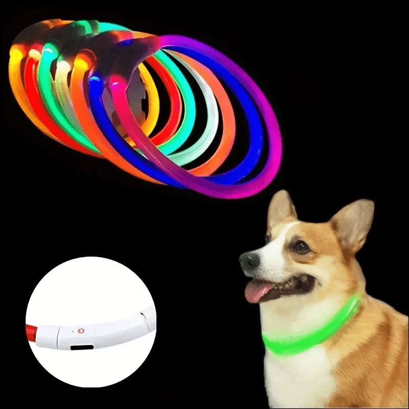 #Pet Dog LED Light Collar Luminous Anti-Lost Dog Collar USB Rechargeable Dog Necklace Collar